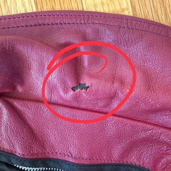 Vintage 70s berry leather coat w/ brass buttons + zip-out faux-fur lining - Picture 15 of 15